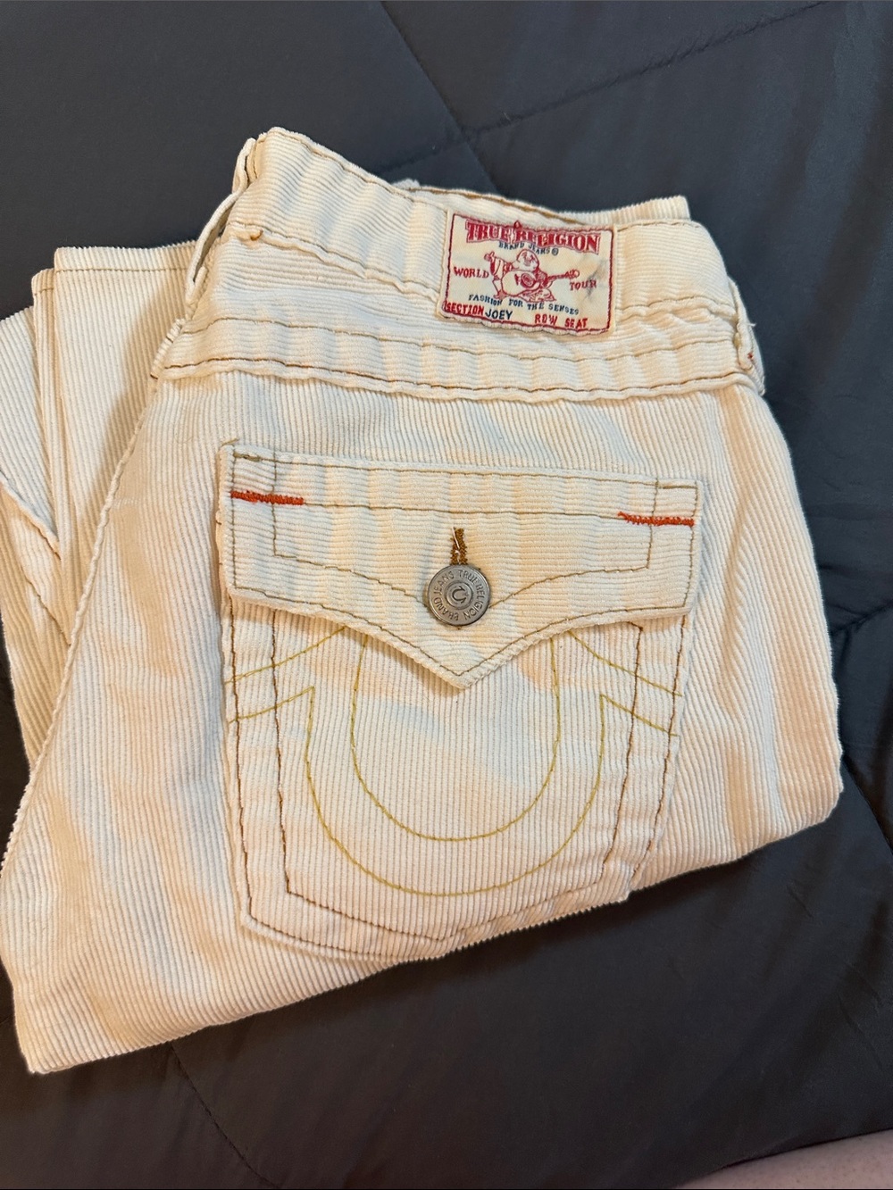 True Religion Women’s Cream Corduroy Straight Leg Jeans